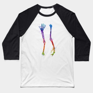 Arm Bones Colorful Watercolor Anatomy Baseball T-Shirt